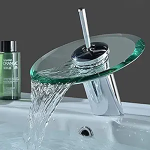 3G Decor Wash Basin Glass Tap Mixer Chrome Finishing Hot and Cold Mixer, Single Lever, Waterfall