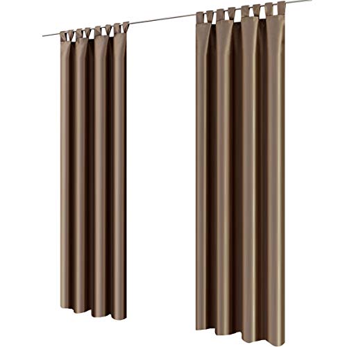 Gräfenstayn® Figura - cortina de oscurecimiento con bucles - 140 x 245 cm (ancho x alto) - opaca - muchos colores atractivos - Öko-Tex Standard 100 (Marrón)