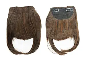 Foreign Holics Front Bangs Hair Fringes 2 Clips Extension For Women Feel Real Hairs (Brown Black)