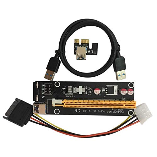 ArgoBar PCI-E PCI Express 1X a 16X Riser Card USB 3.0 SATA a 4Pin IDE Cable de alimentación (Color: Negro)