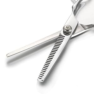 JewelryWe Professional Stainless Steel Barber Scissor Hair Cutting Set 6.7" - Texturizing Thinning Shears - Image 2