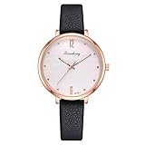 Lucky mall Damenmode Uhr, Damen Casual Quarz Armbanduhr Lederband