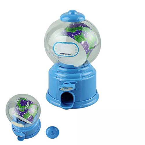 Mini Candy Gum Ball Dispenser,Byste Kids Toy Vending Machine Saving Coin Storage Bank (Blue A)