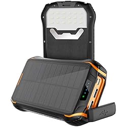 Chargeur Solaire Imperméable Portable Power Bank 26800mAh, Soluser Imperméable Batterie Externe Solaire avec 3 3.1A Sortie USB et LED lumière d'urgence pour Les Activités de Plein Air
