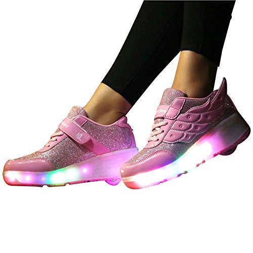 Unisex Schuhe mit Roller Skate ein Rad Schuhe Skateboard Boys Mädchen Erwachsene Led Lights Sports Sneaker - 4