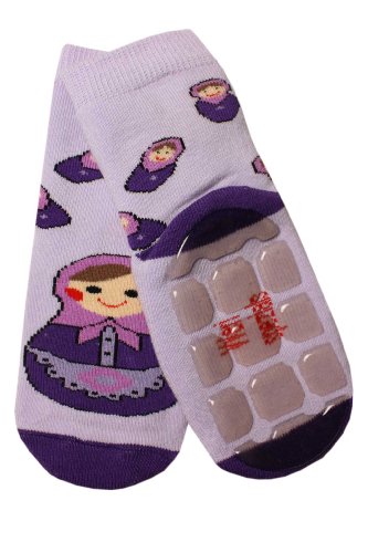 Weri Spezials Baby-Unisex Terry ABS Matrioshka Slippers Anti Non Slip Socks 6-9 Months Lilac