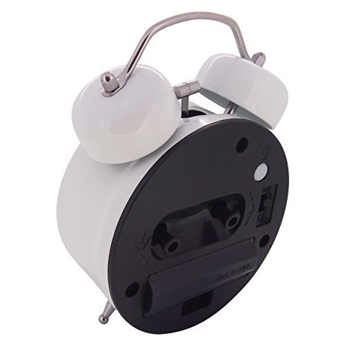 Königswerk Doppelglocken-Wecker mit Nachlicht, geräuschloser Betrieb, Quarzuhrwerk, analog, 7,6 cm – weiß - 3