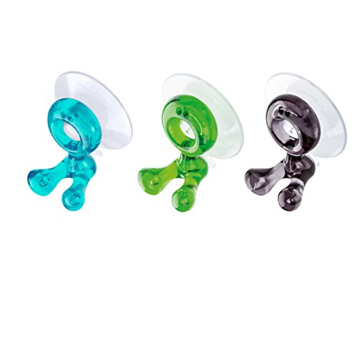 koziol Zahnbürstenhalter 3er-Set Tommy, Kunststoff, transparent anthrazit/grün/türkis, 3.2 x 4.7 x 5.7 cm