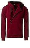 h&m bordeaux lac aufwendiges Logostitching Yazubi Herren Sweatshirts Kapuzenpullover, bordeaux/black, M