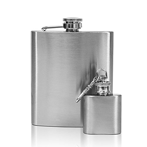 eyepower Flachmann-Set Geschenkbox Edelstahl 210 ml| Trichter, 4 Bechern, Schlüsselanhänger - 4