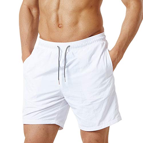 Bañador de Natación Boxer para Hombre,JiaMeng Moda Casual de Color Puro Pantalones de Playa Pantalones Cortos de Fitness Hombre Deporte Secado Rápido