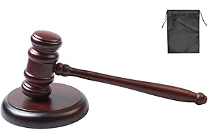 Abiyou Mazo de Madera para Juez, Martillo de Madera con Bloque de Sonido, Mazo de Madera y Bloque de Sonido,Martillo de Madera y Bloque, Ideal para Abogados, Reuniones, Debates, Jueces, Subastas
