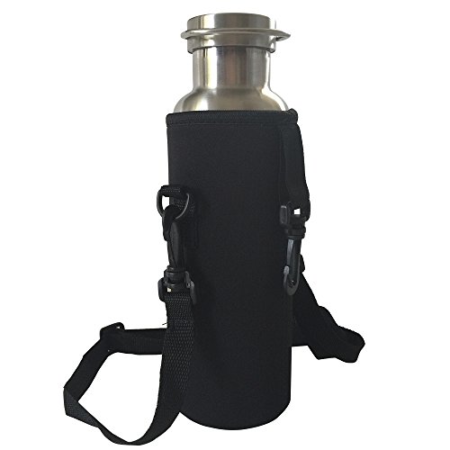 GLUK 32 Oz Water Bottle Carrier, Neoprene Insulated Water Drink Bottle Cooler Carrier Cover Sleeve Tote Bag with Adjustable Shoulder Strap for Climbing Cycling and Running Outdoor Activities