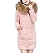 Produktbild TianWlio Jacken Parka Mäntel Damen Herbst Winter Warme Jacken Kapuze Outwear Coat Lange Dicke Kunstpelzkragen Baumwolle Parka Slim Jacken Rosa L