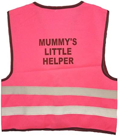 KIDS FANCY DRESS HI-VIZ DADDY MUM LITTLE HELPER SAFETY VEST TOP (Kids 1-3 yrs, Pink Mum)