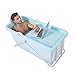 Produktbild XDH Erwachsene Faltbare Badewanne, Ganzkörper-Thermostatbad  Kunststoff-Baby-Swimmingpool-Kinder-Bad-Fass-Haushalt Große, tragbare Badewanne mit Deckel (Blau)