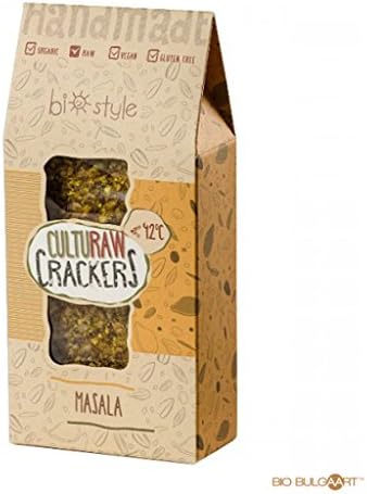 Culturaw Raw Organic Crackers Masala | 90g Flax Turmeric Ginger Buckwheat Vegan Crackers Gluten-Free