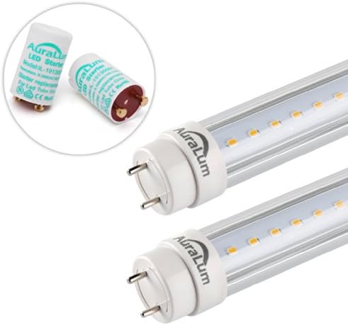 2 x Auralum® 5 ft 24W Warm White 2835 144 LEDs T8 Transparent Cover LED Tube with LED Starter