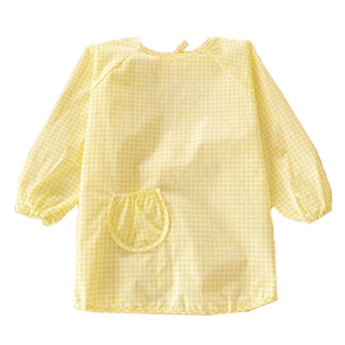 Lovely Girl Smocks Baby Feeding Clothes Baby Bibs Latticed ,Yellow