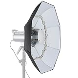 beauty dish oder softbox Feste Konstruktion: Der integrierte und langlebige Fiberglasrahmen sowie die Stoffkonstruktion sorgen dafür, dass der gefaltete Beauty Dish ihre Form auch nach Schläge oder Stöße nicht verlieren wird