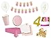 Produktbild PS XXL Party Deko Set 4.Geburtstag Rosa Gold Mädchen Kindergeburtstag für 12 Personen 50 teilig Rosa Mädchen Party Geschirr Komplettset
