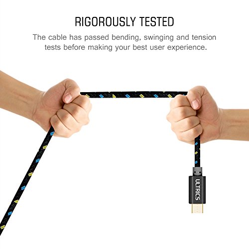 ULTRICS® Micro USB Kabel Nylon geflochtenes Aufladeeinheits-Kabel 10ft / 3M Tangle geben Synchronisierungsauflade USB-androides Aufladeeinheits-Blei für Samsung-Galaxie, Sony, Nokia, Microsoft, HTC, Motorola, Kindle, Nexus, Huawei, LG, Xiaomi, OPPO – Lebenszeit-Garantie, Geld frei zurück Garantie - 4