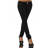 Starke Details G701 Damen Jeans Look Hose Röhre Leggings Leggins Treggings Skinny Jeggings, Farben:Schwarz;Größen:38 (M)