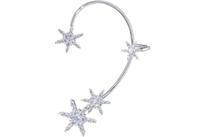 BSLVWG Pendientes para las mujeres, no perforación lindo Dainty Cubic Zirconia Crawler Cartílago Snowflake Ear Cuffs Climber Ear Bone Hook Clip Pendientes