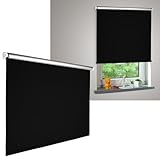SHINY HOME® 2 Jahre Garantie Rollo (Breite und Höhe) 100 x 175cm für Fenster Tür mit Klemmträgern Verdunklung Verdunklungsrollo Klemmträger Fensterrollo Silberbeschichtung Schwarz - 2