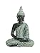 Produktbild WOMA Buddha Deko Figur Sitzend mit Verzierungen, Dekoration für Haus, Wohnung und Garten, 33cm hoch, Wetterfeste Skulptur aus Polyresin für Innen und Außen, Silber