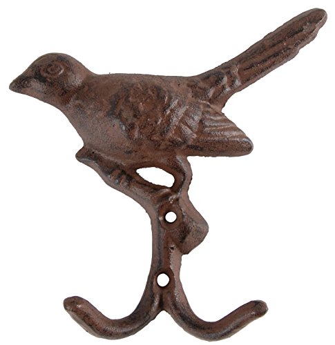 Esschert Design Haken Vogel, Gusseisen, ca. 14 x 4 x 15 cm
