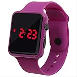 Bandmaterialtyp: Silikon CCWL Sportuhr Digitale Sportuhr Fitness für Männer und Frauen Led Datumsanzeige Quadratisches Zifferblatt Silikonarmbanduhr Elektronische Uhr Paaruhr Lila