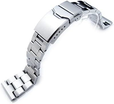 22mm Super Oyster Solid Stainless Steel Straight End Watch Band, Brushed, Button Chamfer