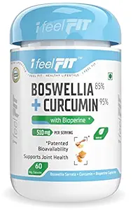 ifeelFIT Boswellia Serrata and Curcumin with Bioperine - 510mg - 60 Vegetable Capsules