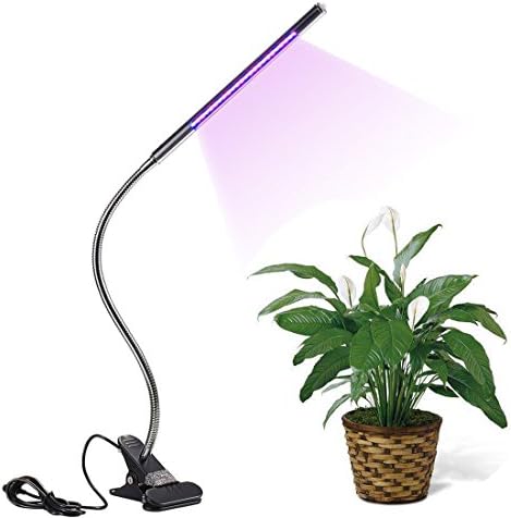 Plant Light, LED Grow Light, 3 Modes Adjustable Dimmable Clip Grow Light, 24 LEDs Plant Grow Light 360°Rotating Gooseneck Lamp, 5W Grow Lamp with Red &amp; Blue Light for Indoor Greenhouse Plants