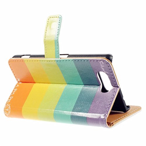 MUTOUREN Sony Xperia Z3 Compact/ Z3 Mini Drucken 2 in 1 Brieftasche Bumper Slim-Schutzhülle Tasche mit Karten- / Geldscheinfach PU Leder Handyhülle Schutzhülle Magnetverschluss Kunstleder Flip Case Tasche Hülle Schutz Etui Schale + Eingabestift – Streifen Bunt - 5