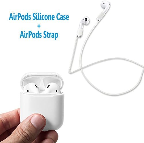 Weideworld Shock Proof Silicone Skin Case With AirPods Strap 52CM Fluorescence Wire Cable Connector For Apple Airpods-White