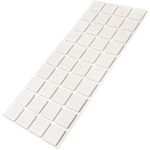 Adsamm® | 40 x almohadillas de fieltro | 25x25 mm | blanco | cuadrado | Protectores de suelo para patas de mueble | auto-adhesivos | con grosor de 3,5 mm de la máxima calidad