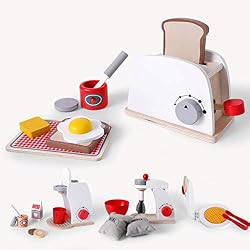 Kids Play Pretend en bois Ensembles Simulation Toasters pain machine à café Maker Blender Kit de cuisson mélangeur Jeu de cuisine jouet rôle