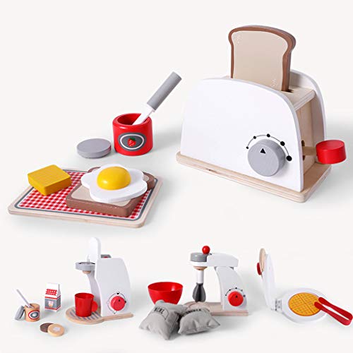 Kids Play Pretend en bois Ensembles Simulation Toasters pain machine à café Maker Blender Kit de cuisson mélangeur Jeu de cuisine jouet rôle