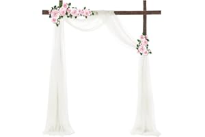 BIT.FLY Wedding Decoration Voile Fabric - White Fabric 1.35m x 10m Bed Frame Draperies Curtains Can be Used for Wedding Arches Celebrations Parties Home Decoration(53in x 32.8ft)