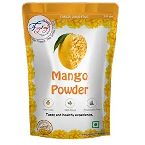 FZYEZY Freeze Dried Mango Fruit Powder for Kids and Adults | Camping Vegan snacks dried Healthy Fruit smoothie Powder | freeze-dried Survival food Juice Powder | Pantry groceries dehydrated fruit powder | 250 gm