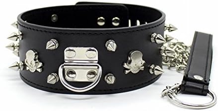 Nightclub Stage Show Props Adult Supplies Neck Sets / Bound Skull Head Spikes Neck Sets / Couple Love Toys Necklace,Black