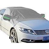 KOBWA Car Windshield Snow Cover, Winter Ice/ Frost/ Rain Sun Shade Weatherproof Guard Protector Hood with Reflective Warming Straps for Most Vehicles Trucks Wipers Mirrors- Silver