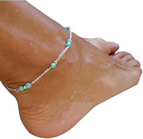Boho Chic Turquoise Beaded Infinity Alloy Anklet or Bracelet