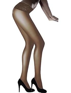 Marilyn modische, semi matte Hüftstrumpfhose mit komfortablem Spitzenhüftband und Flachnähten 30 Denier