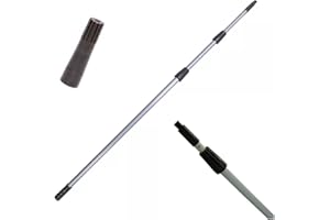 detercenter Asta telescopica Alluminio Metri MT 6 Manico allungabile con Attacco a Vite e Cono Adattatore per Attrezzi Pulizia