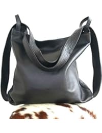 Borsa e zaino in pelle artigianale convertibile nero