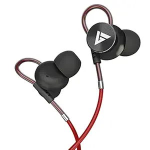 Boult Audio BassBuds Loop in-Ear Wired Earphones with 12mm Powerful Driver for Extra Bass with Customizable Ear Loop & Mic (Red)