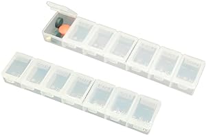 INTE Portapillole Settimanale (Inglese), Pillole Organizzatore, Porta Medicine Porta Pastiglie (2PCS X 7 Scomparti - Trasparente)